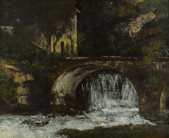 Le pont du moulin (source de la Loue) by Gustave Courbet