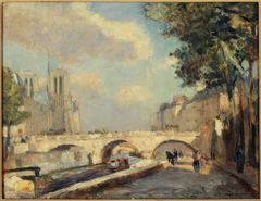 Le pont Saint-Michel et Notre-Dame, vus du quai des Grands-Augustins by Albert Lebourg