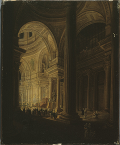 Le sarcophage de Jean-Jacques Rousseau, exposé au Panthéon ; effet de lumière (20 vendémiaire an III - 11 octobre 1794) by Pierre-Antoine Demachy