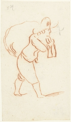 Lopende man die een zak draagt by Gerard ter Borch II
