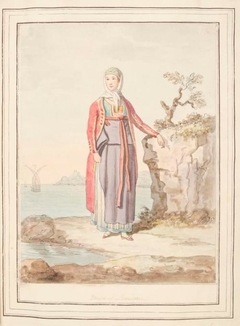 Maid of Procida, leaf from 'A Collection of Dresses by David Allan Mostly from Nature' - David Allan - ABDAG007557.9 by David Allan