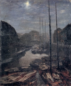 Moonlight on the Friedrichskanal in Old Berlin by Adolph von Menzel