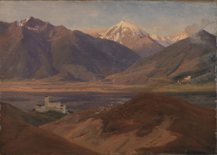 Mountain Landscape in Venosta with the Castle Coira and the Mountain Ortles by Jørgen Sonne