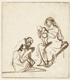 One of the three Kings adoring Mary and the Child by Rembrandt