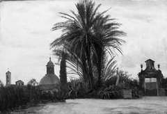 Palm Trees with a Domed Church by Albert Bierstadt