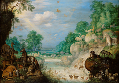 Paradies (Im Hintergrund: Der Sündenfall) by Roelant Savery