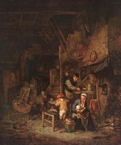 Peasant Family by a Hearth by Adriaen van Ostade