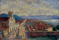 Pelourinho e arsenal da Marinha em Santos, 1850 by Benedito Calixto