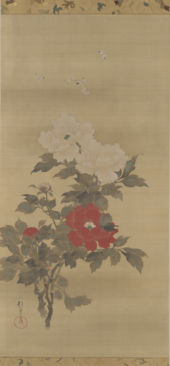 Peonies and Butterflie by Sakai Hoitsu