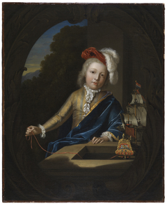 Portrait of a Boy with a Miniature Three-Master by Pieter van der Werff