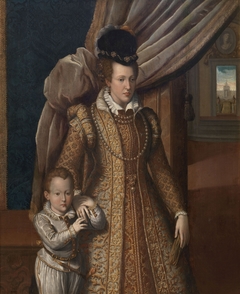 Portrait of Joanna of Austria with her son Philip by Giovanni Bizzelli