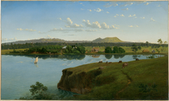 Purrumbete from across the lake by Eugene von Guerard