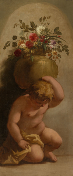 Putto Bearing a Vase of Flowers by Giovanni Antonio Pellegrini