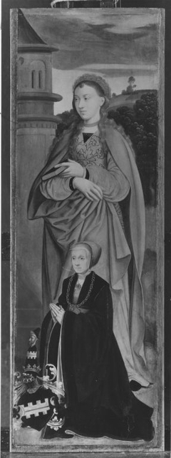 Rinck-Altar II: Hl. Barbara und die Stifterin Sibylla Rinck, geb. Kannegießer by Barthel Bruyn the Elder