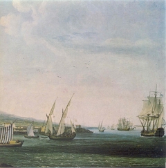 Russian navy near Catania coast by Jacob Philipp Hackert