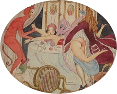 Scène de banquet érotique Aquarelle by Gerda Wegener