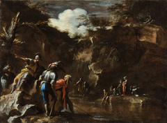 Scene from Greek history- Thales causing the river to flow on both sides of the Lydian army by Salvator Rosa