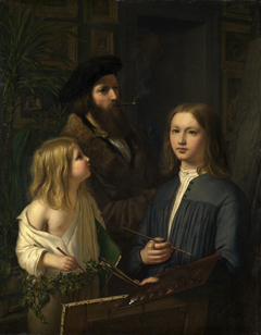 Selbstbildnis mit dem Vater Georg Philipp und dem Bruder Nathanael by Guido Philipp Schmitt