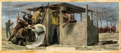 Settlers in Collingsworth County (study for mural, Wellington, Texas Post Office) by Bernard Arnest