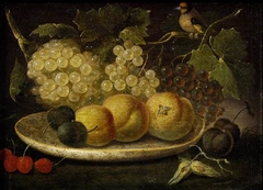 Still-life (Peaches, Grapes, Cherries, Bee & Bird) by Willem Frederiksz van Royen