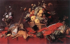 Still-Life with a Basket of Fruit, a Squirrel, and a Cat by Frans Snyders