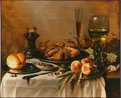 Still life with crab and peaches, 1653 by Willem Claesz Heda