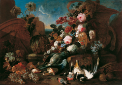 Stillleben mit Blumen, toten Vögeln und Ruinenstücken by Franz Werner Tamm