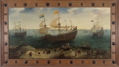 "The Amsterdam four-masted Ship ""De Hollandse Tuyn"" and other Ships Return from Brazil under Command of Paulus van Caerden " by Hendrik Cornelisz. Vroom