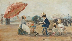 The Beach at Trouville by Eugène Boudin