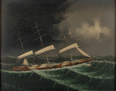 The coolie ship 'Mersey' in a gale by Chinese School