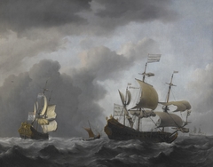 The 'Golden Leeuw' at Sea in Heavy Weather by Willem van de Velde the Younger