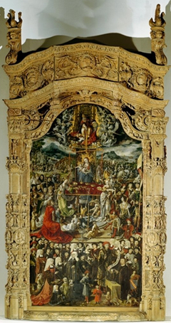 The Madonna with the Trinity, numerous biblical persons and donors by Master of Amiens