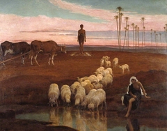 The Ploughman and the Shepherdess: Time of the Evening Prayer by Frederick Trevelyan Goodall