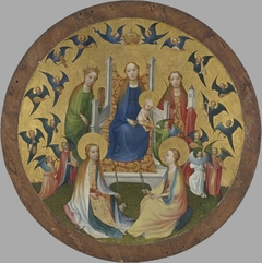 Thronende Maria mit Kind, vier hll. Jungfrauen Katharina, Agnes, Apollonia und Barbara und musizierenden Engeln by Anonymous