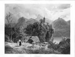 Traunsee (mit Häusern eines Dorfes) by Franz Reinhold