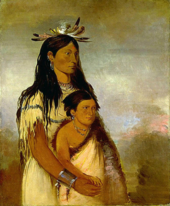 Túnk-aht-óh-ye, Thunderer, a Boy, and Wun-pán-to-mee, White Weasel, a Girl by George Catlin