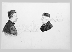 Two Men at a Table, Man Eating (from Switzerland 1869 Sketchbook) by John Singer Sargent