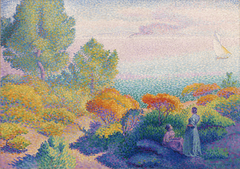 Two Women by the Shore, Mediterranean by Henri-Edmond Cross