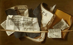 Vanitas Trompe-l’oeil Letter-rack, with Death Notices by Anonymous
