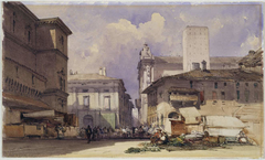 Via dell'Independenza with the Palazzo Communale, Bologna by William Callow