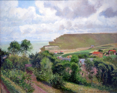 view of Berneval by Camille Pissarro