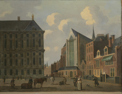 View of the Palace and the New Church from the Dam by Fredericus Theodorus Renard