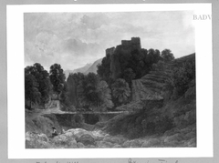 Waldlandschaft mit Burgruine und Schloss by Wilhelm Erhardt