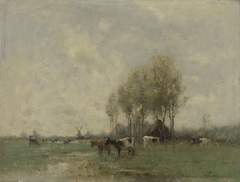 Weide met koeien by Willem Maris