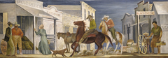 Western Town (mural study, Helper, Utah Post Office) by Jenne Chavaz Magafan