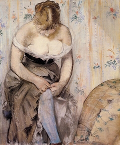 Woman Fastening Her Garter by Edouard Manet