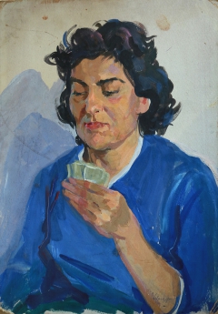 Woman playing cards by Gevorg Avagyan