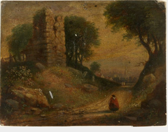 Woman Walking near a Ruin by William Howis senior