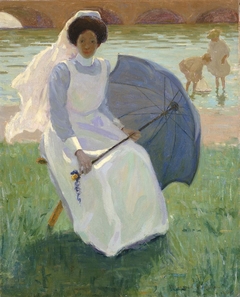 Woman with Green Parasol by Frederick F Fursman