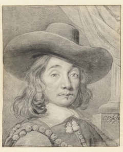 Zelfportret van Cornelis Visscher by Cornelis Visscher II